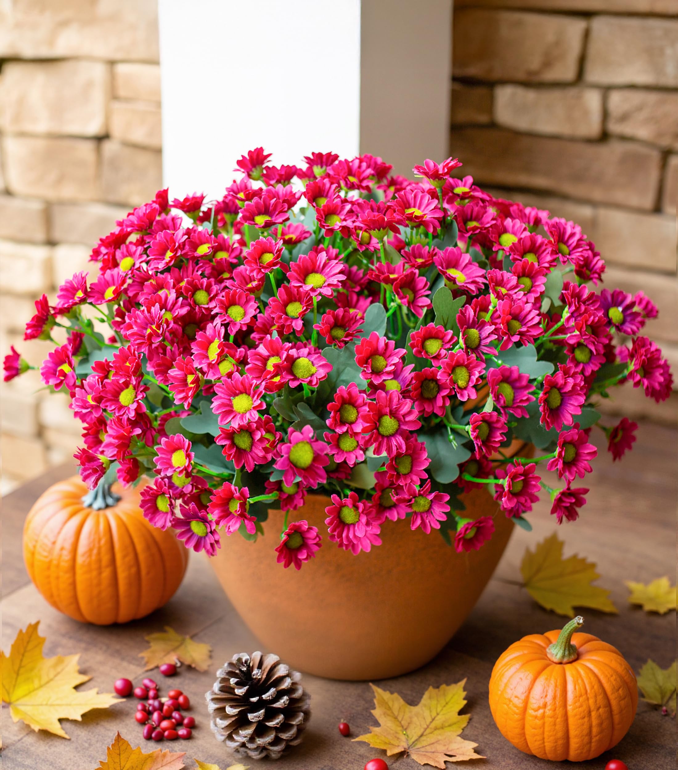 💥ON SALE💥Artificial Mums Silk Flowers for Fall Outdoor Decoration-UV resistant, Waterproof, Windproof