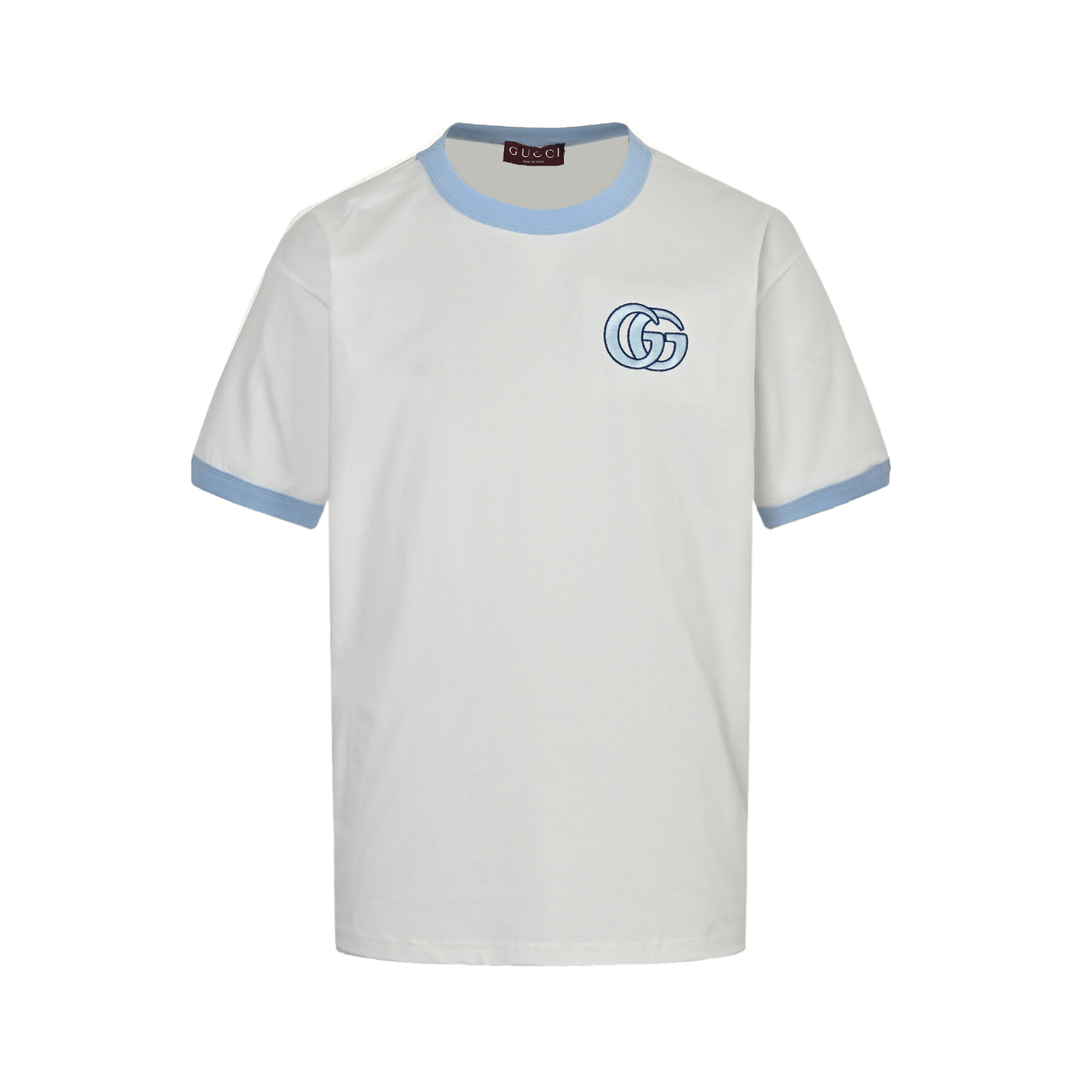 Gucci 25ss blue threaded double G embroidered short sleeve