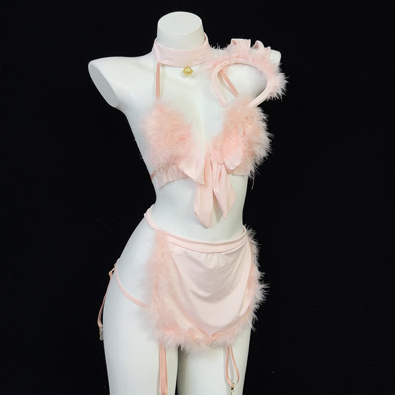 Cosplay Bunny Maid Plush Backless Lingerie Set