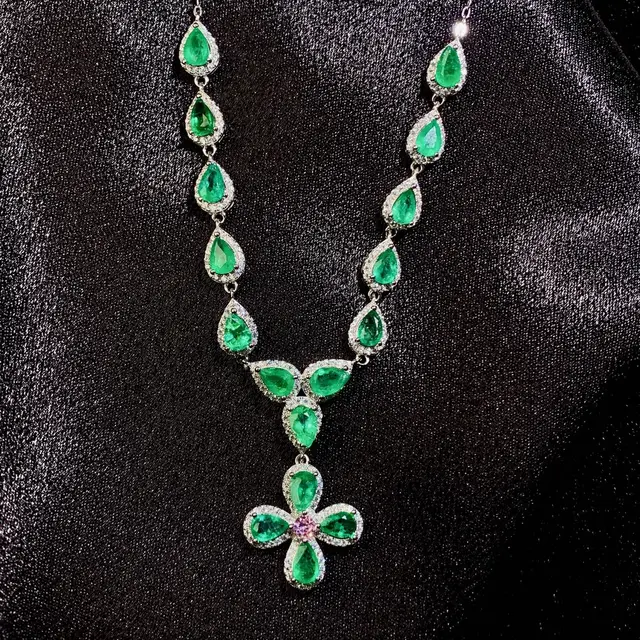 Emerald Tanzanite Silver 925 Jewelry Women's Gem Pendant 925 Sterling Silver Women's Luxury Necklace Free Christmas shipping