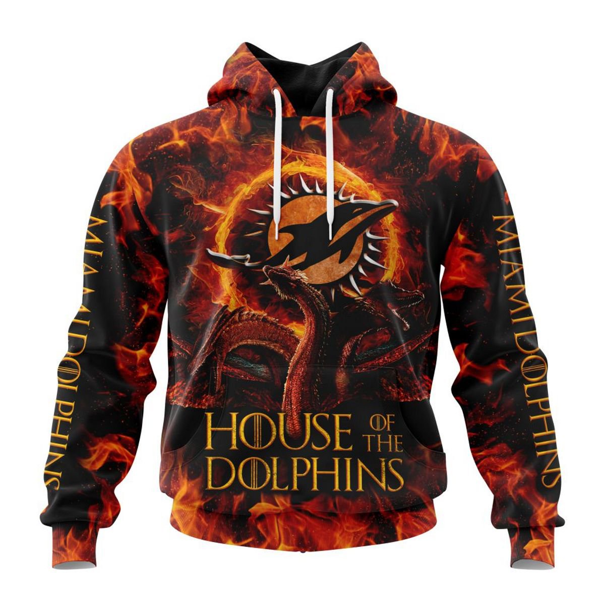 MIAMI DOLPHINS GAME OF THRONES – HOUSE OF THE DOLPHINS 3D HOODIE