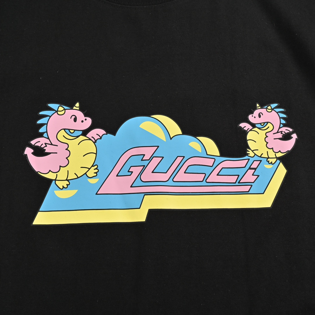 Gucci 24ss Dragon Year Series Cartoon Print Short Sleeve