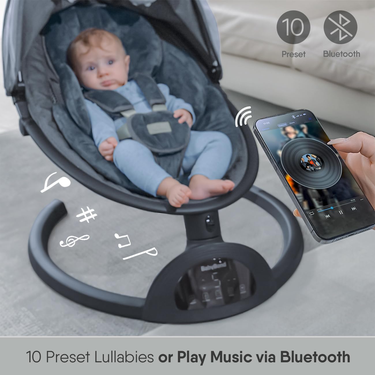 BabyBond Baby Swings for Infants Bluetooth Infant Swing with Music Speaker