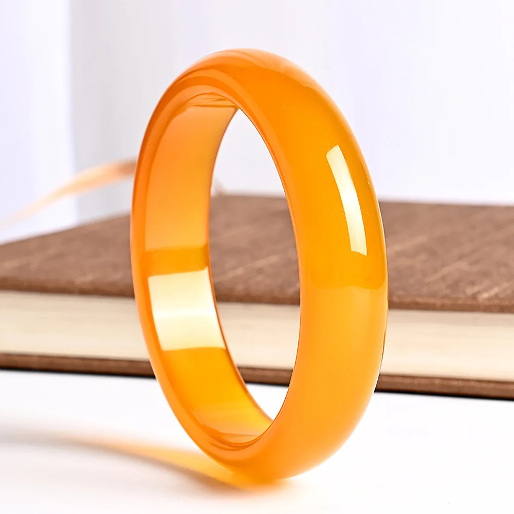 Jade Bracelet Natural Charm Jadeite Yellow Agate Bangle Round Handring For Women Fine Jewelry Holiday Gifts Fashion Accessories