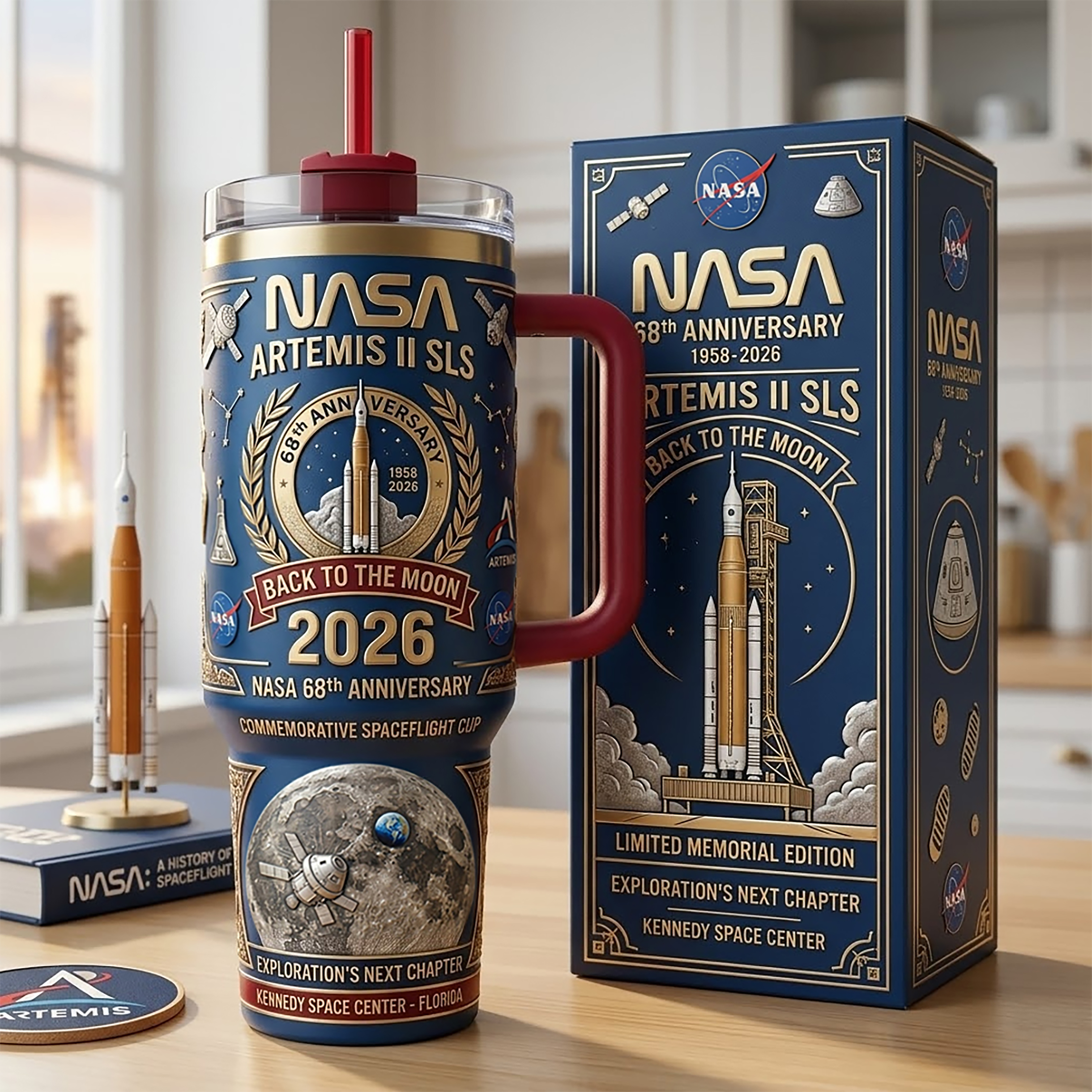 🚀 NASA 68th Anniversary Artemis II Moon Mission Tumbler!
