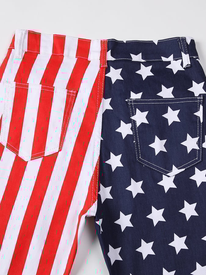 Women's Independence Day Flag Print Flared Jeans