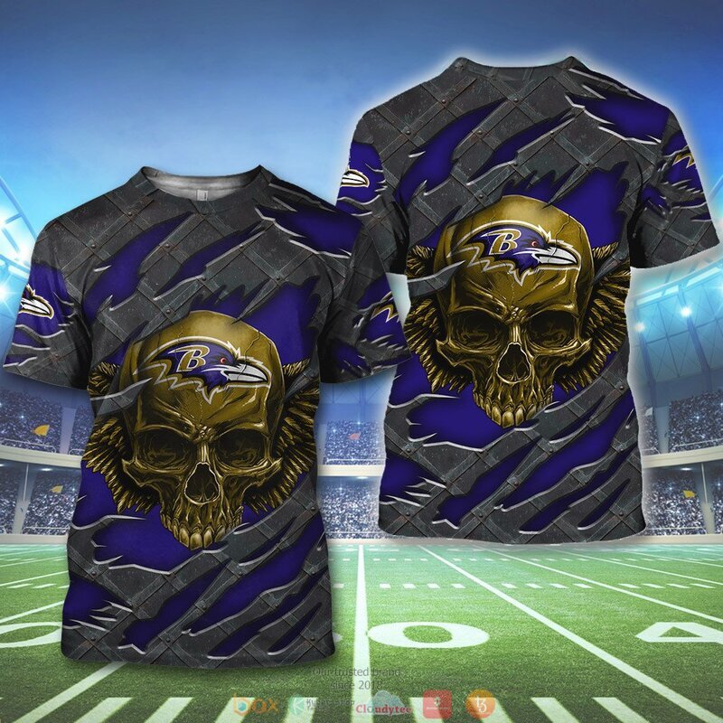 BALTIMORE RAVENS WINGS SKULL 3D HOODIE