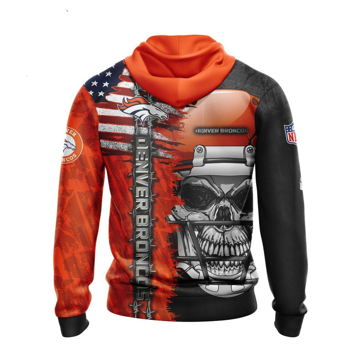 DENVER BRONCOS 3D HOODIE SKULL0803