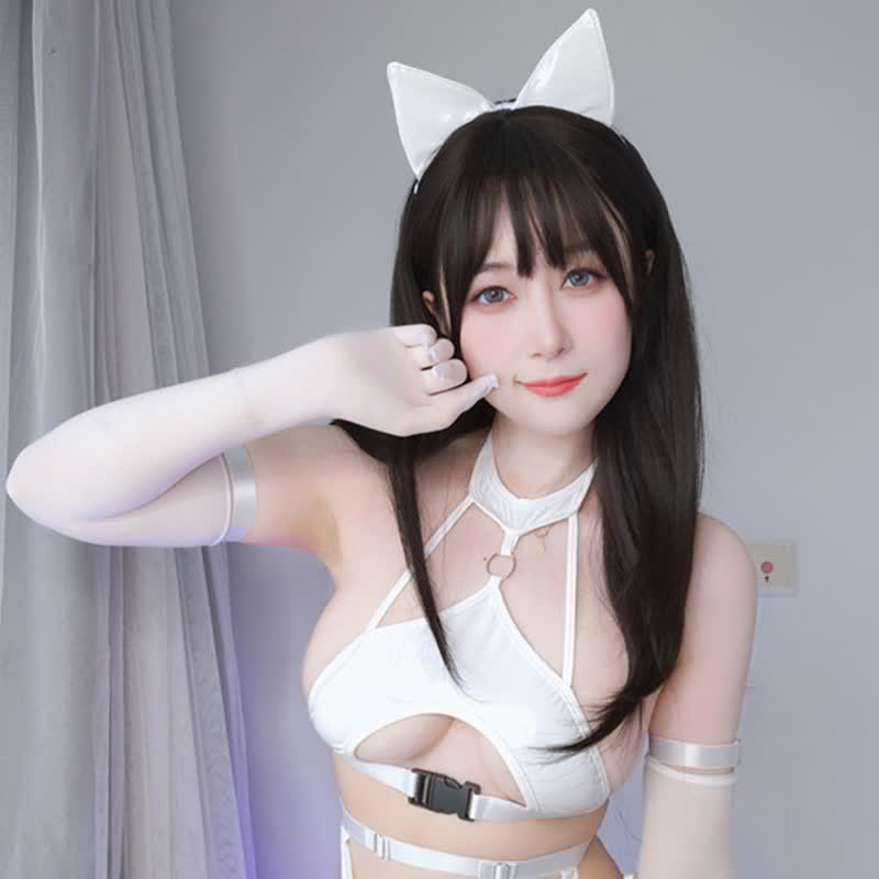 Sexy Cat Girl Uniform With Hollow Chest