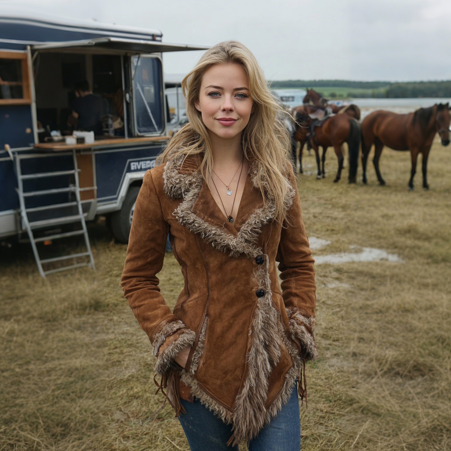 Stylish Shearling-Trimmed Jacket for Winter Outdoors