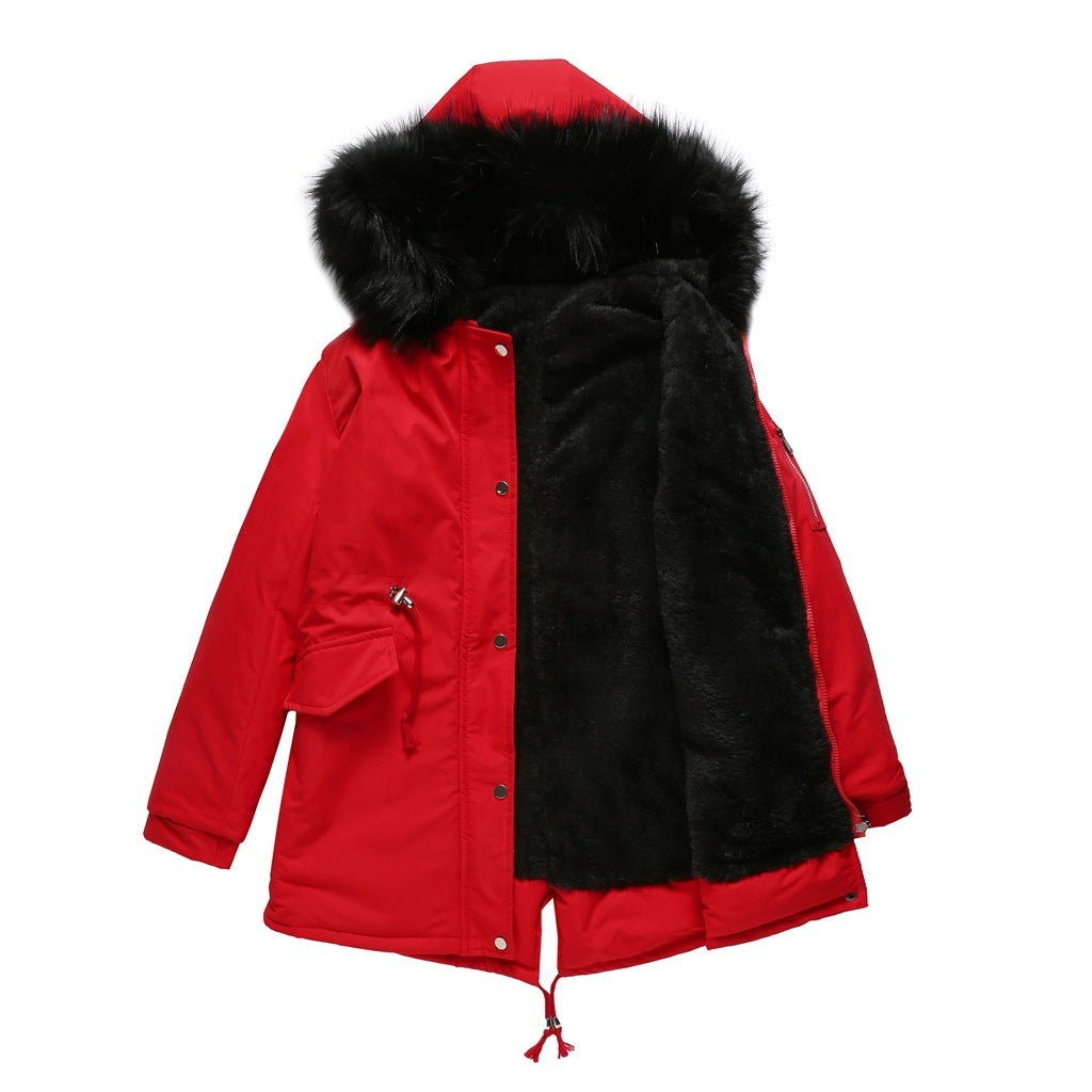 Mid-Length Hooded Parka Cotton-Padded Coat