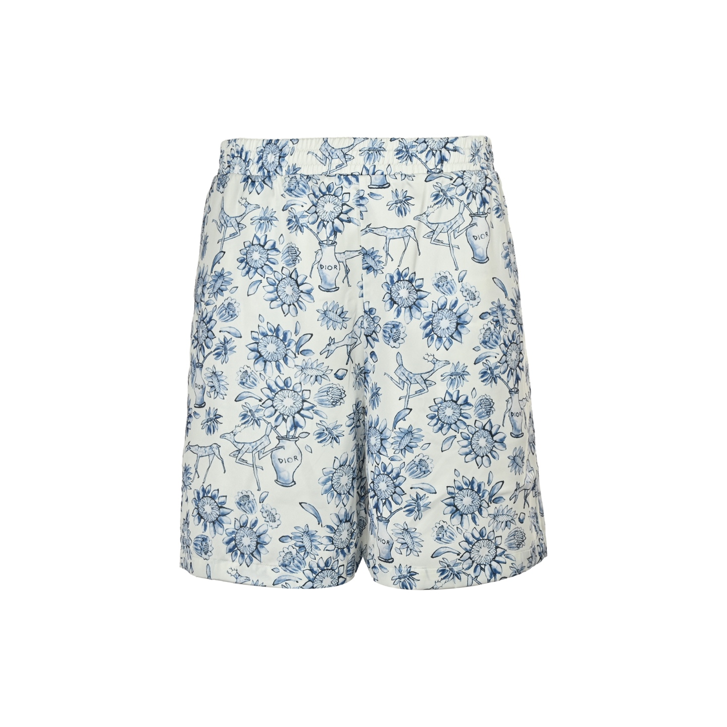 Dior Blue and White Porcelain Print Shorts