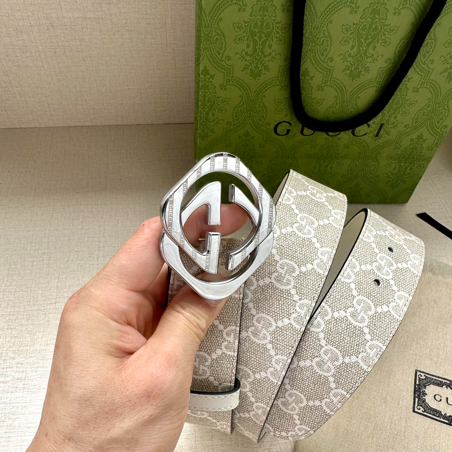 Gucci Marmont printed leather belt 3.8cm wide