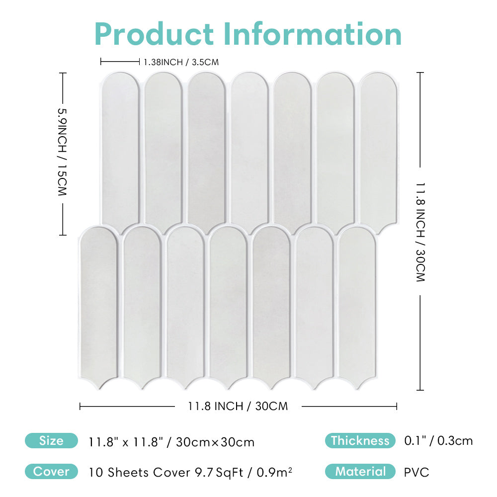 3D Mist Gray Fish Scale Peel and Stick Wall Tile