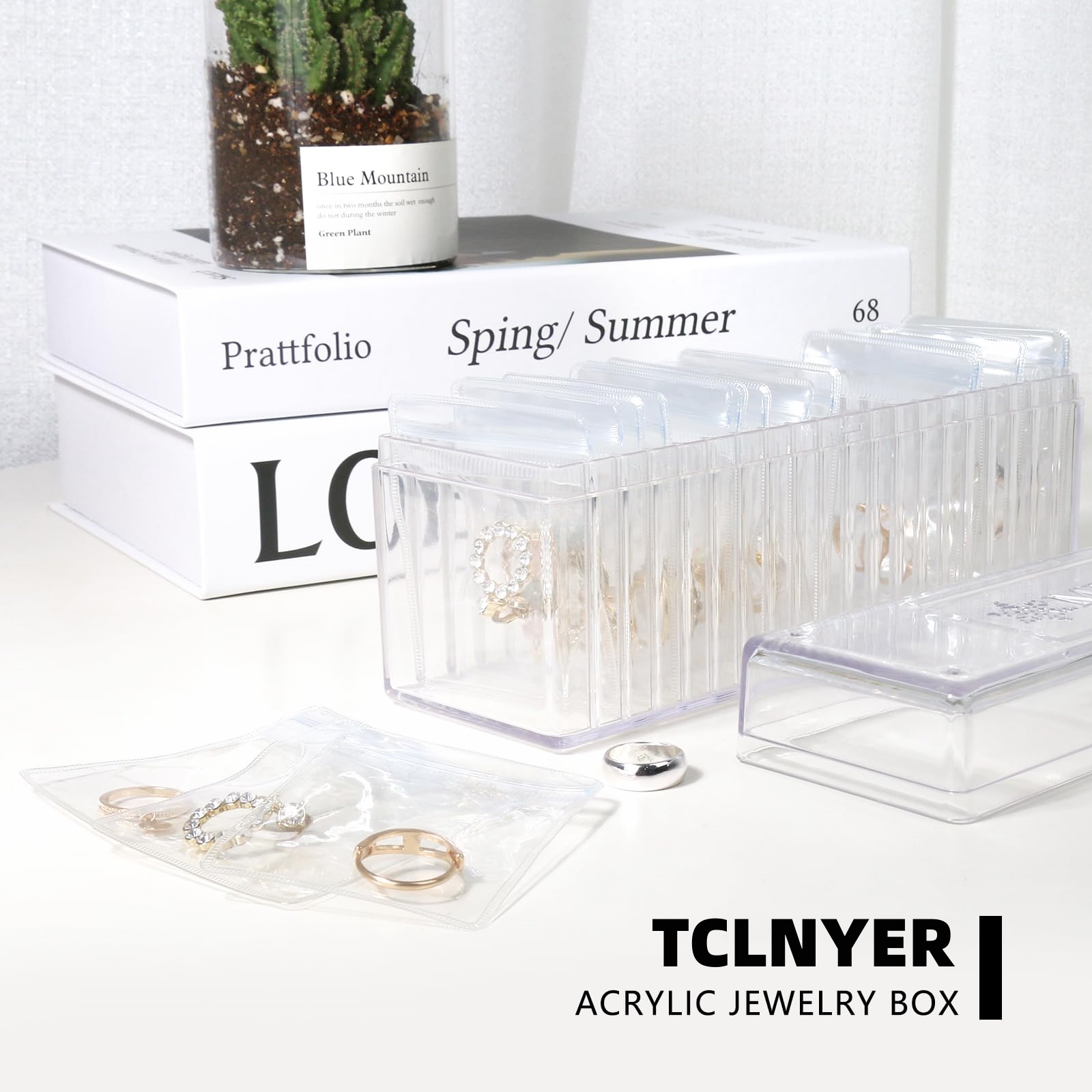 (🔥Hurry Up-Last Day 50% OFF SALE )Acrylic Jewelry Box Organizer With 20 Portable Anti Tarnish Jewelry Bags