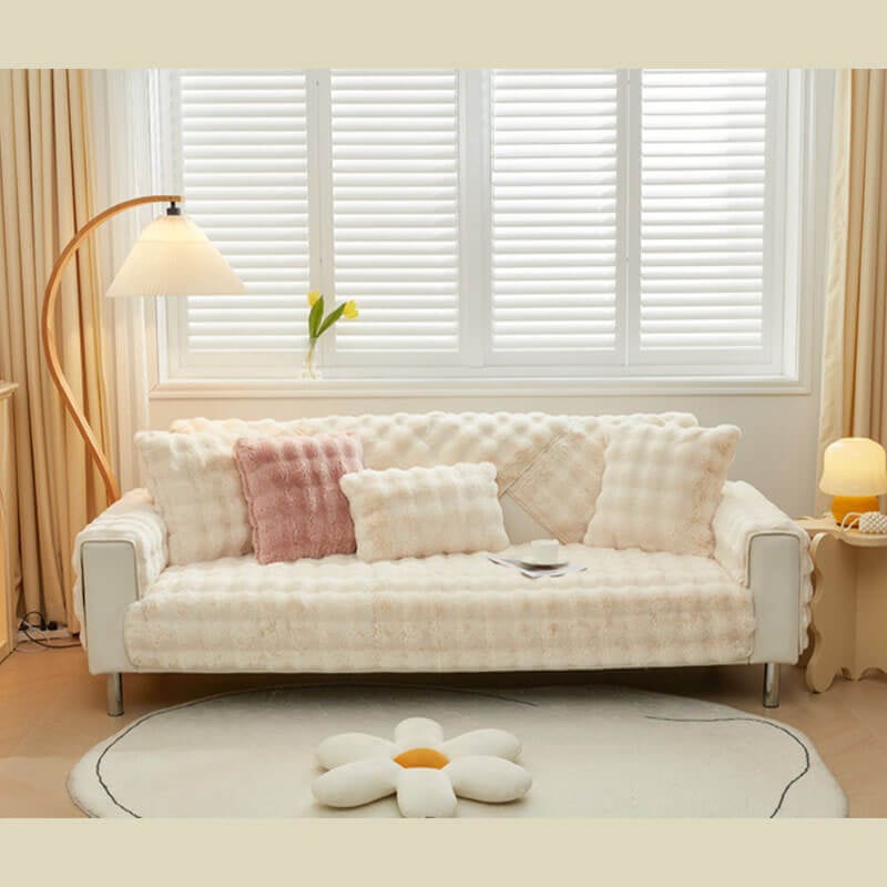 😍Cosy Plush Solid Colour Non-slip Couch Cover