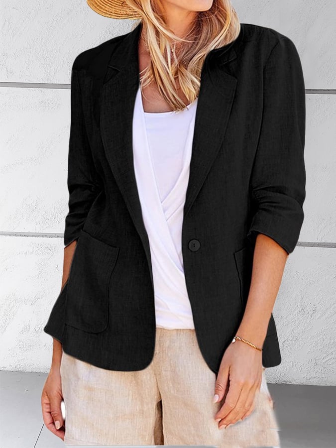Women'S Solid Color Small Suit Lapel Temperament Professional Slim Jacket
