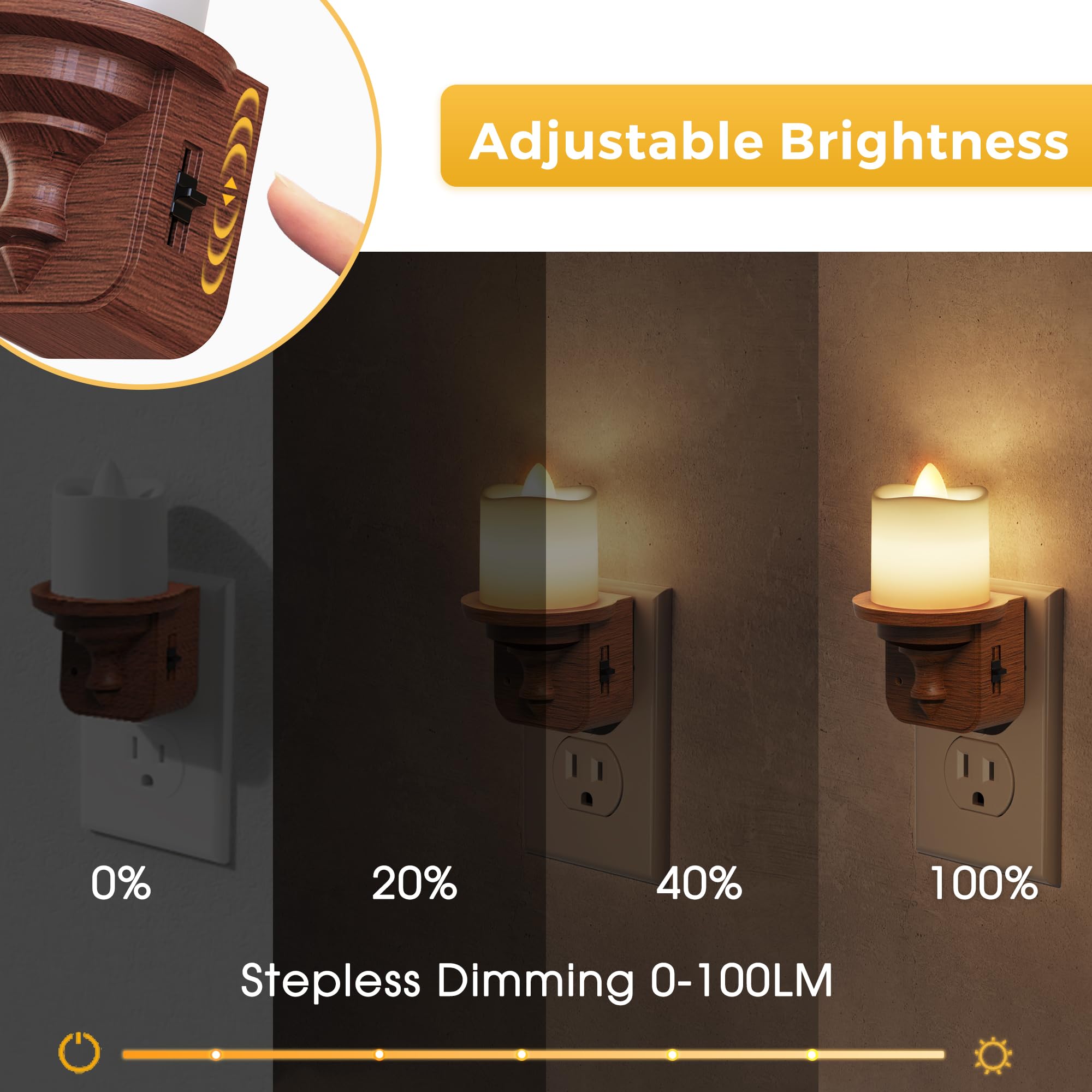💥ON SALE💥LED Candle Night Light with Light Sensor, Plug into Wall🕯️🌙