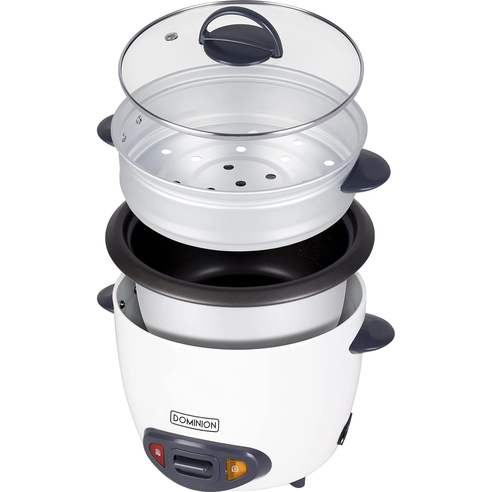 Dominion 24 Cup Cooked (12 Uncooked) Rice Cooker wtih Removable Nonstick Pot & Food Steamer, White