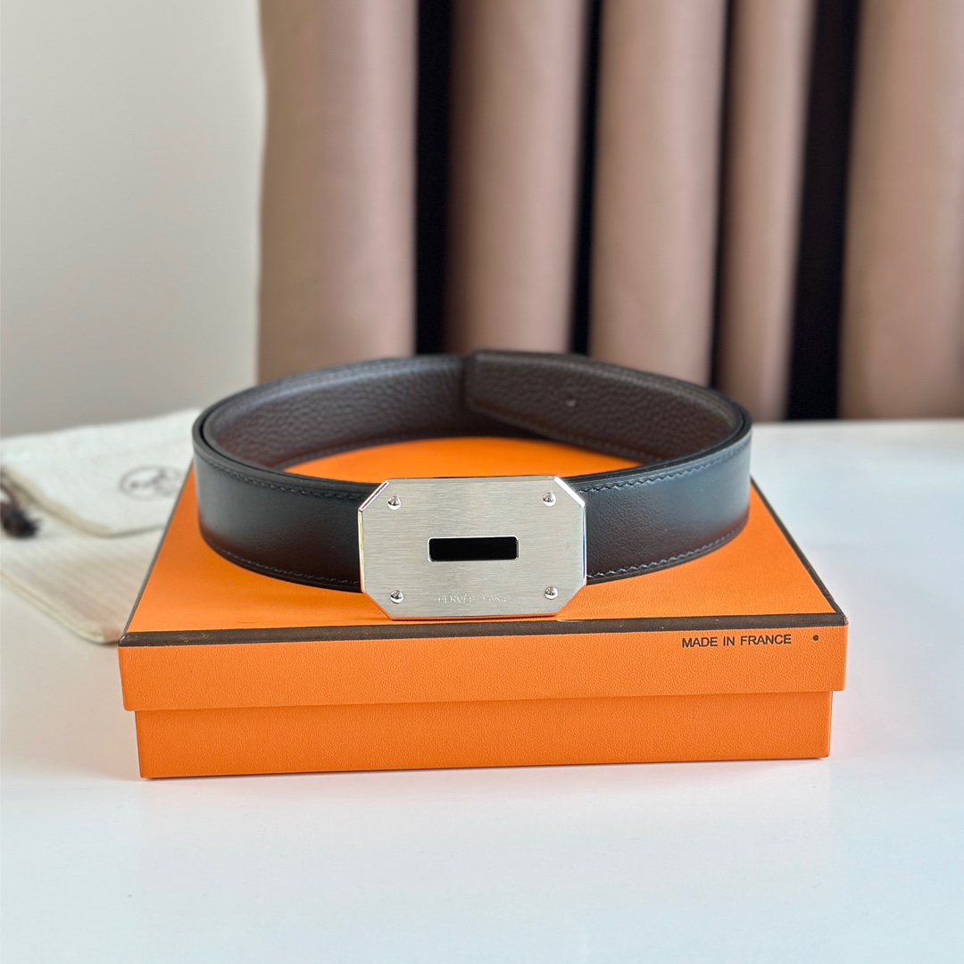 Hermès new double-faced calfskin belt width 3.2CM