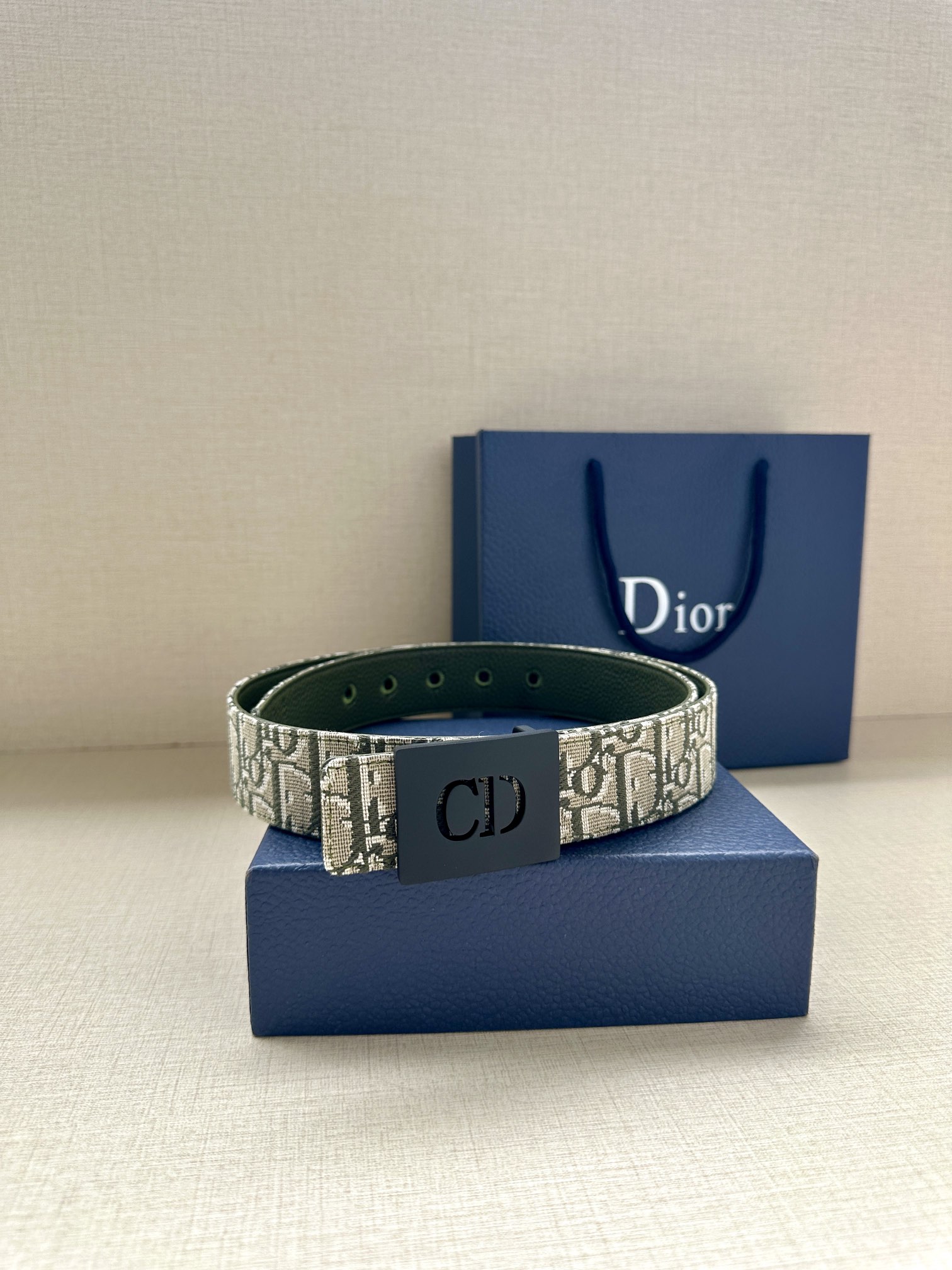 Dior CD Icon print leather belt 3.5CM wide