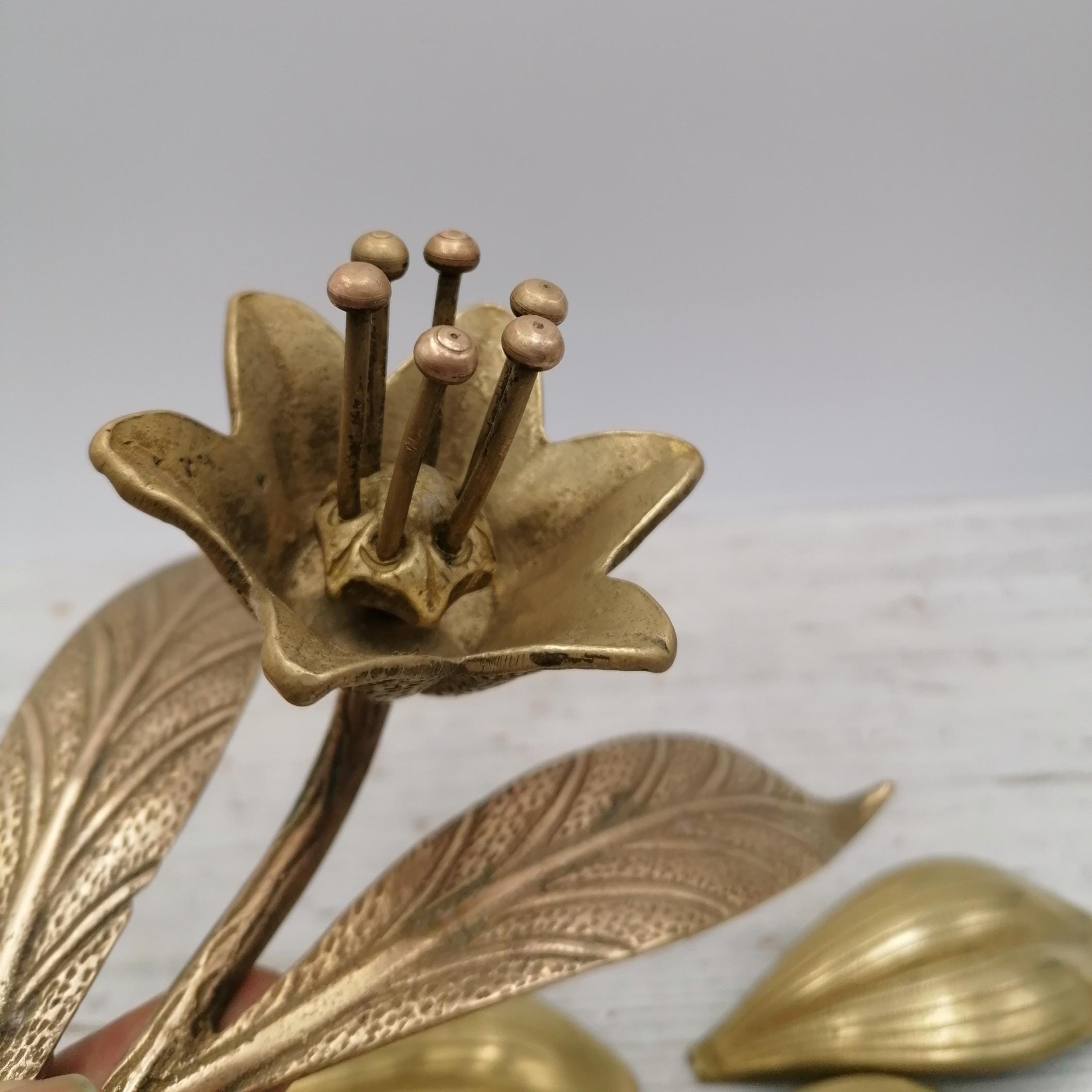🌟Exclusive Sale ▪ Special Offer Today! 🔥80th Rare Brass Carved Removable Petal Ashtray