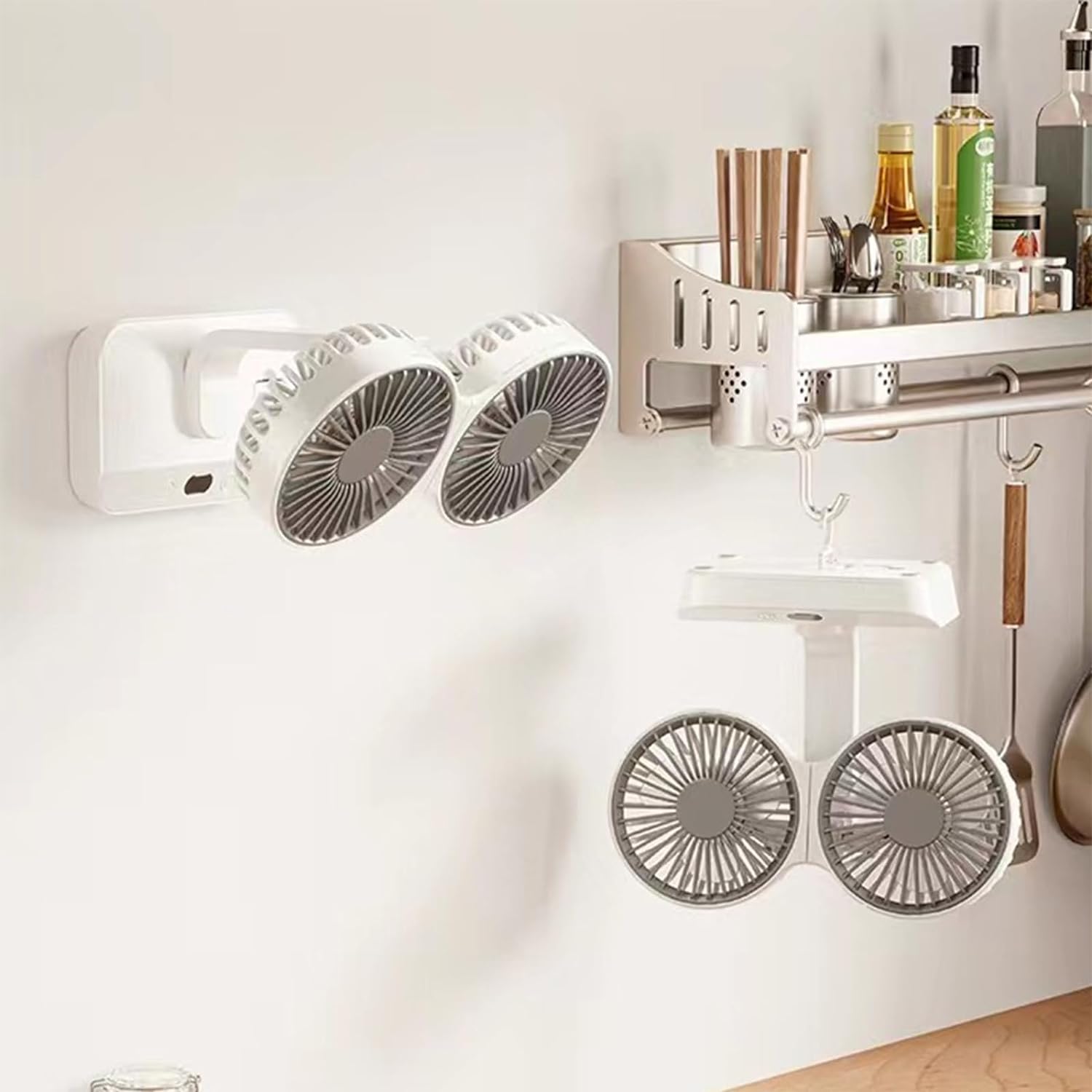 ✨2024 NEW✨Double Head 360° Adjustment Desktop Fan with LED Light