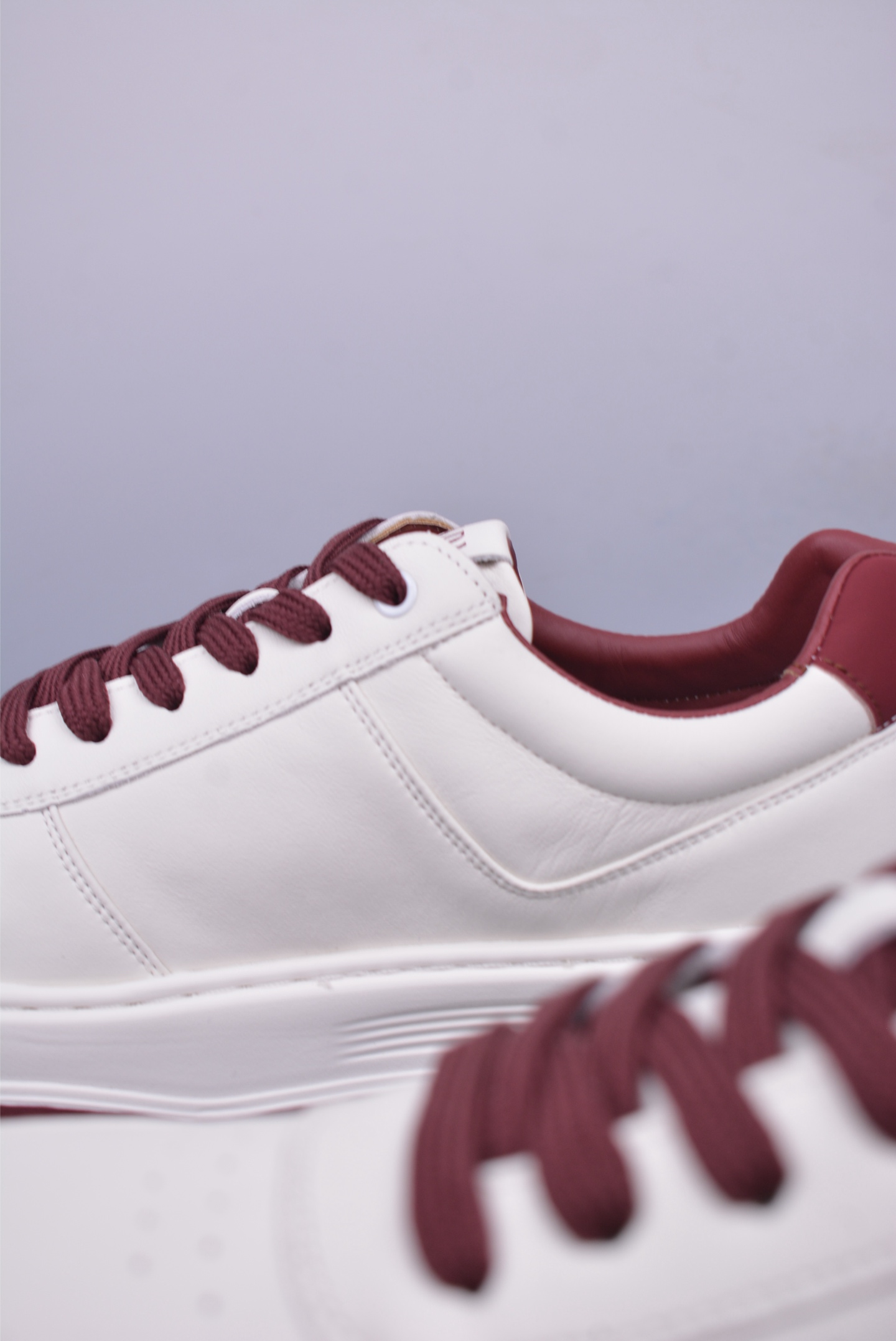 Prada PRAX 01 Triangle Logo Leather Sneakers Triangle Series Sports Shoes White Wine Red 3D937M