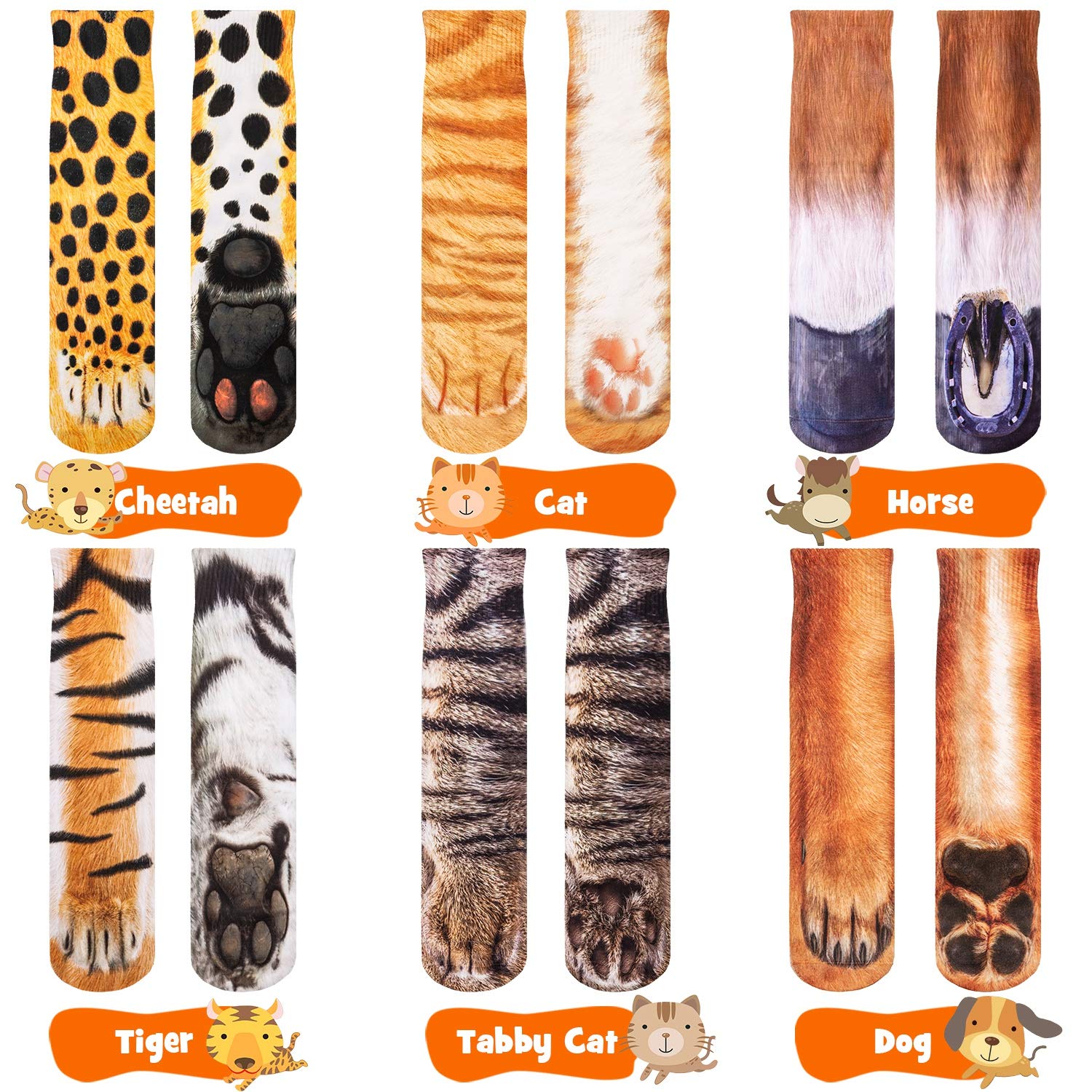 🔥Early Christmas Sale-50% OFF🔥(1SET/6PAIRS)3D Printed Animal Foot Socks-BUY 2SETS GET 10% OFF & FREE SHIPPING
