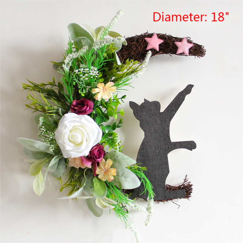 (🔥Last Day Promotion-SAVE 50% OFF) 18″ Moon Cat garland door hanging ornament-BUY 2 FREE SHIPPING