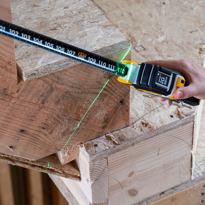 Professional Digital Tape Measure - Accurate Measuring Tool with Green Laser, E-Paper Measuring List, Measurements Shared Over Bluetooth, Replaceable Blades