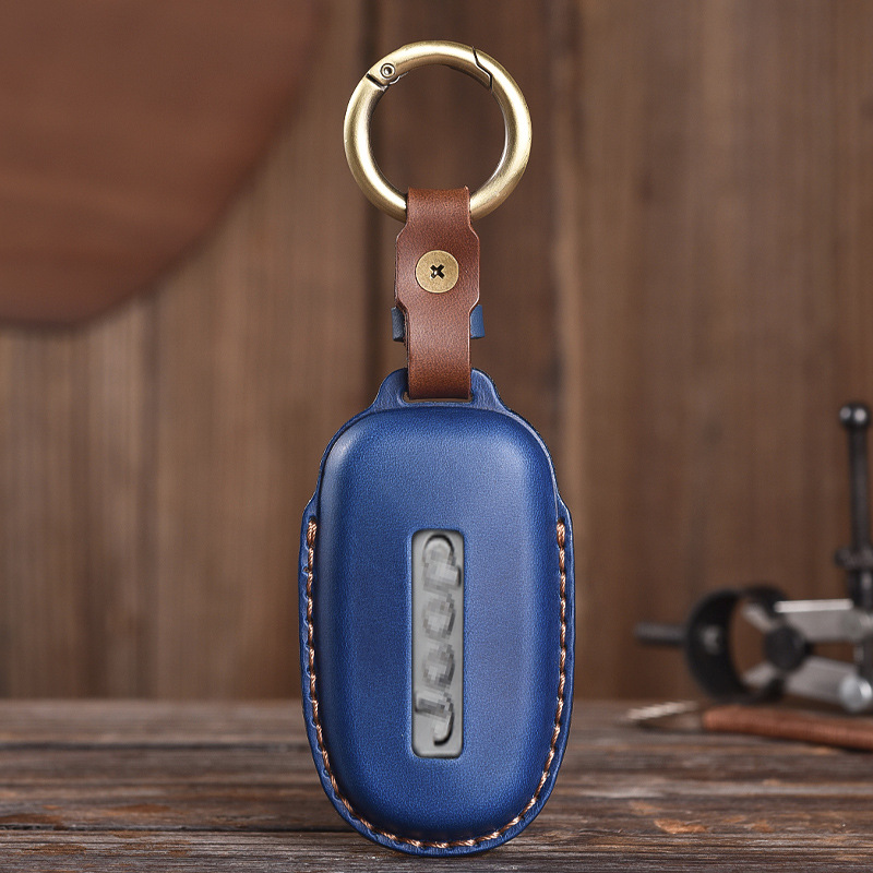 Buttons Genuine Leather Car Key