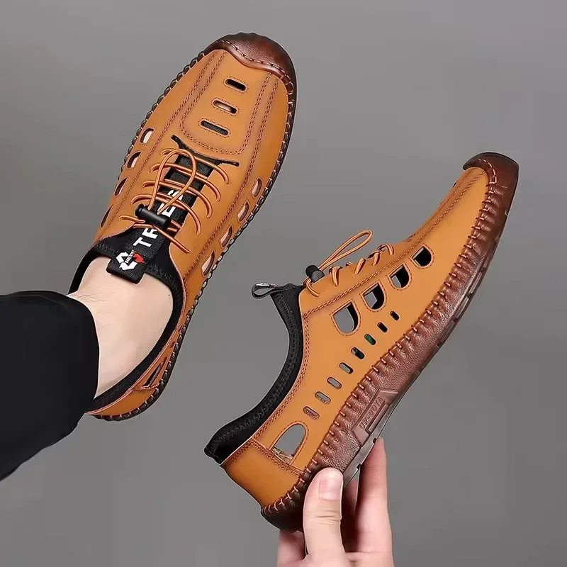Soft Sole Genuine Cowhide Woven Summer Sandals
