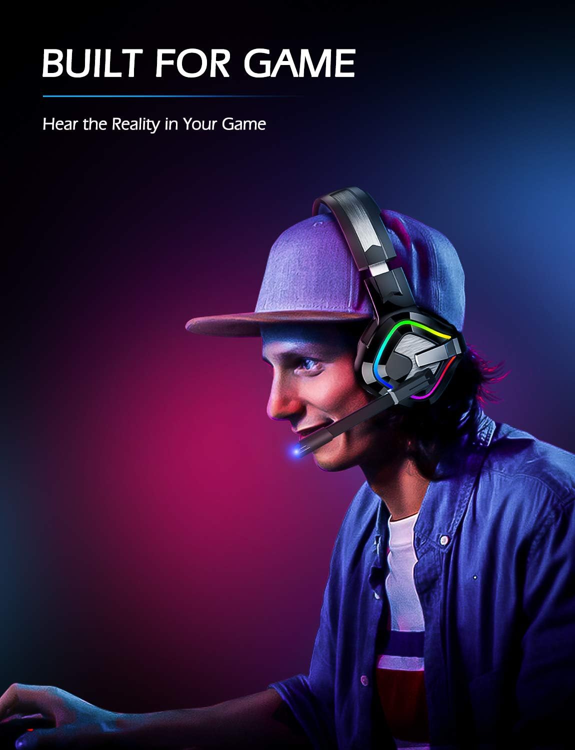 ZIUMIER Z66 Gaming Headset, Wired, Over-Ear, Noise Cancelling Mic, RGB Light, Stereo Surround Sound, Compatible with PS4, PS5, Xbox One, Laptop (Green)