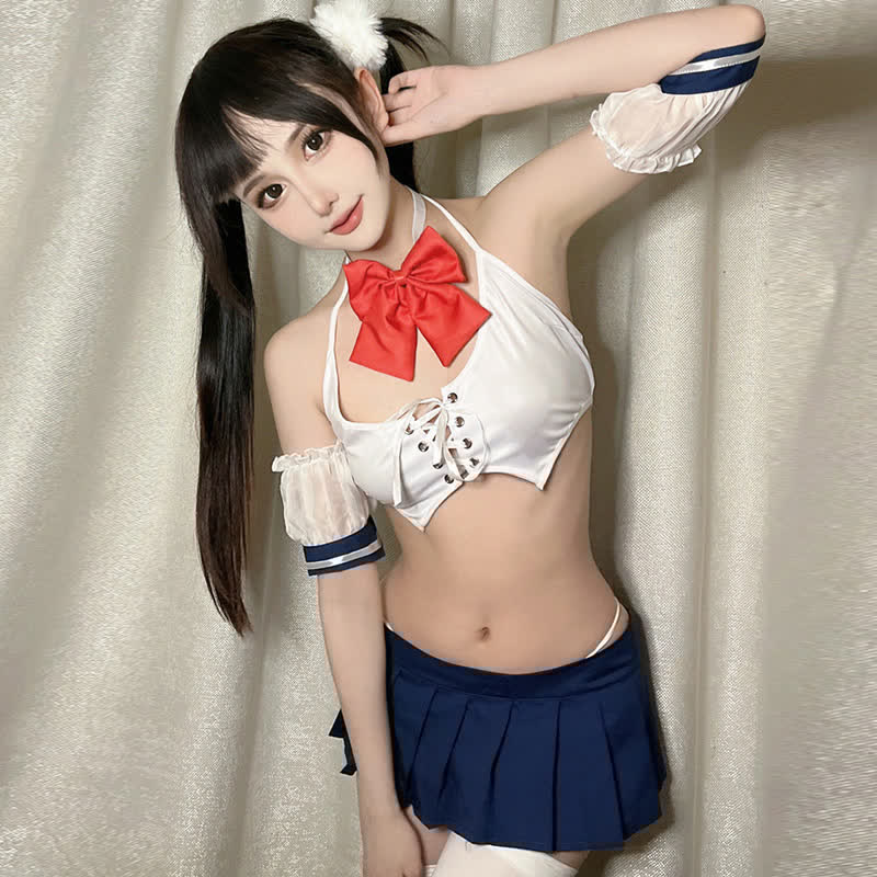 Lace Up JK Uniform Lingerie Set