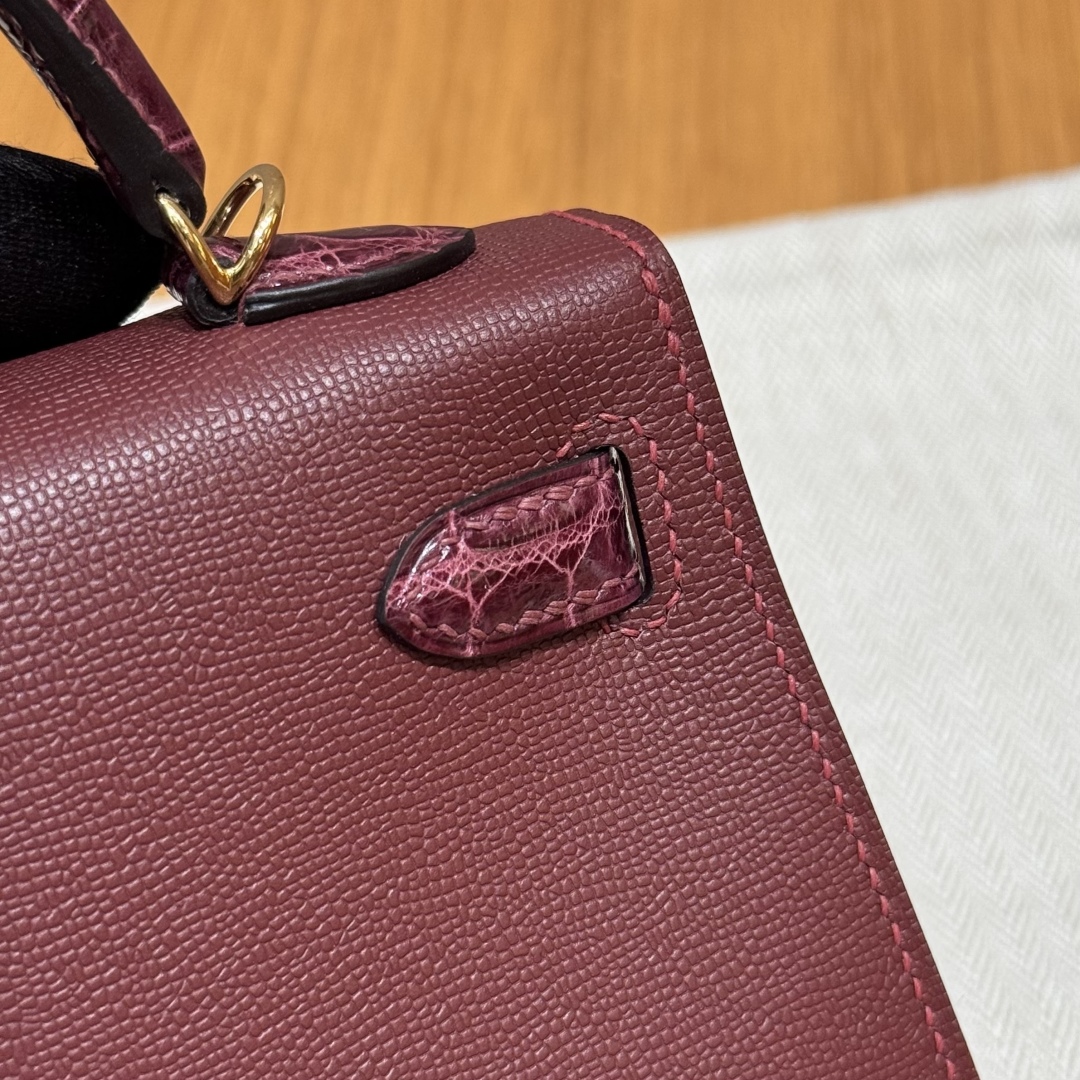 Hermes mini kelly 2 55Rouge H57Bordeaux (handmade)
