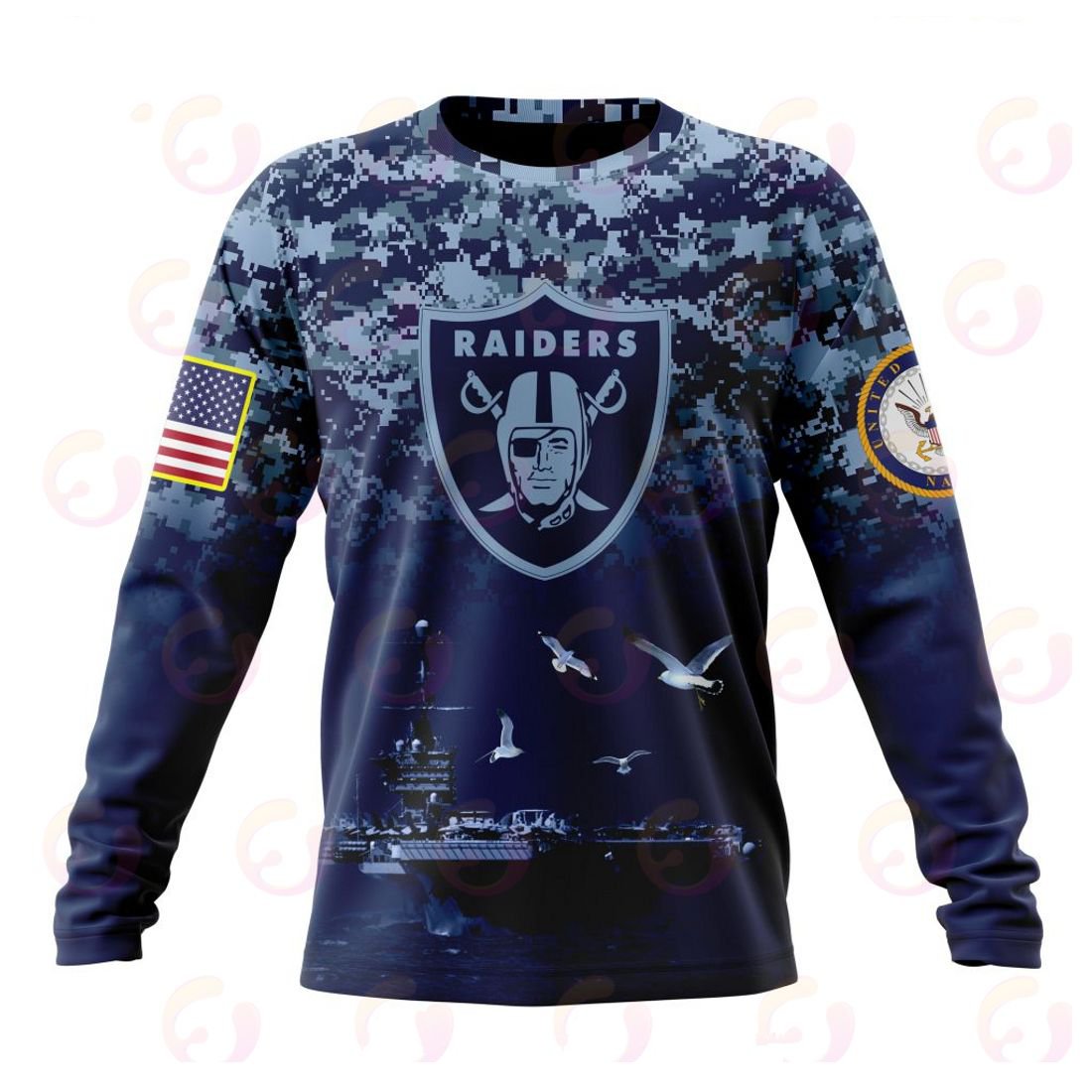 LAS VEGAS RAIDERS 3D HOODIE HONOR US NAVY VETERANS