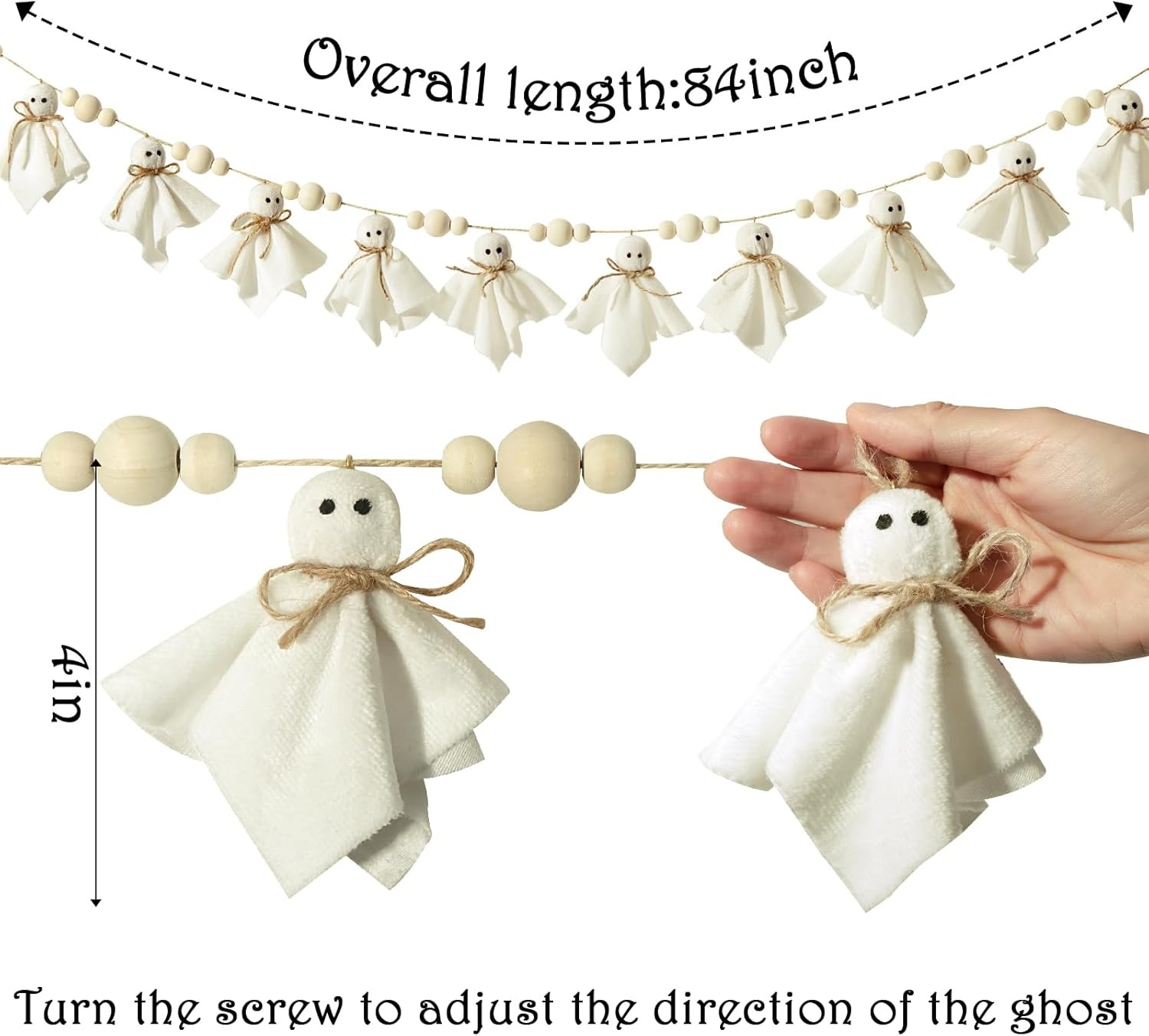 💥ON SALE💥Halloween Ghost with Wooden Beads Garlands