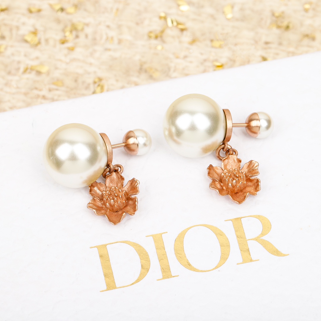 Dior Rose Pearl Earrings