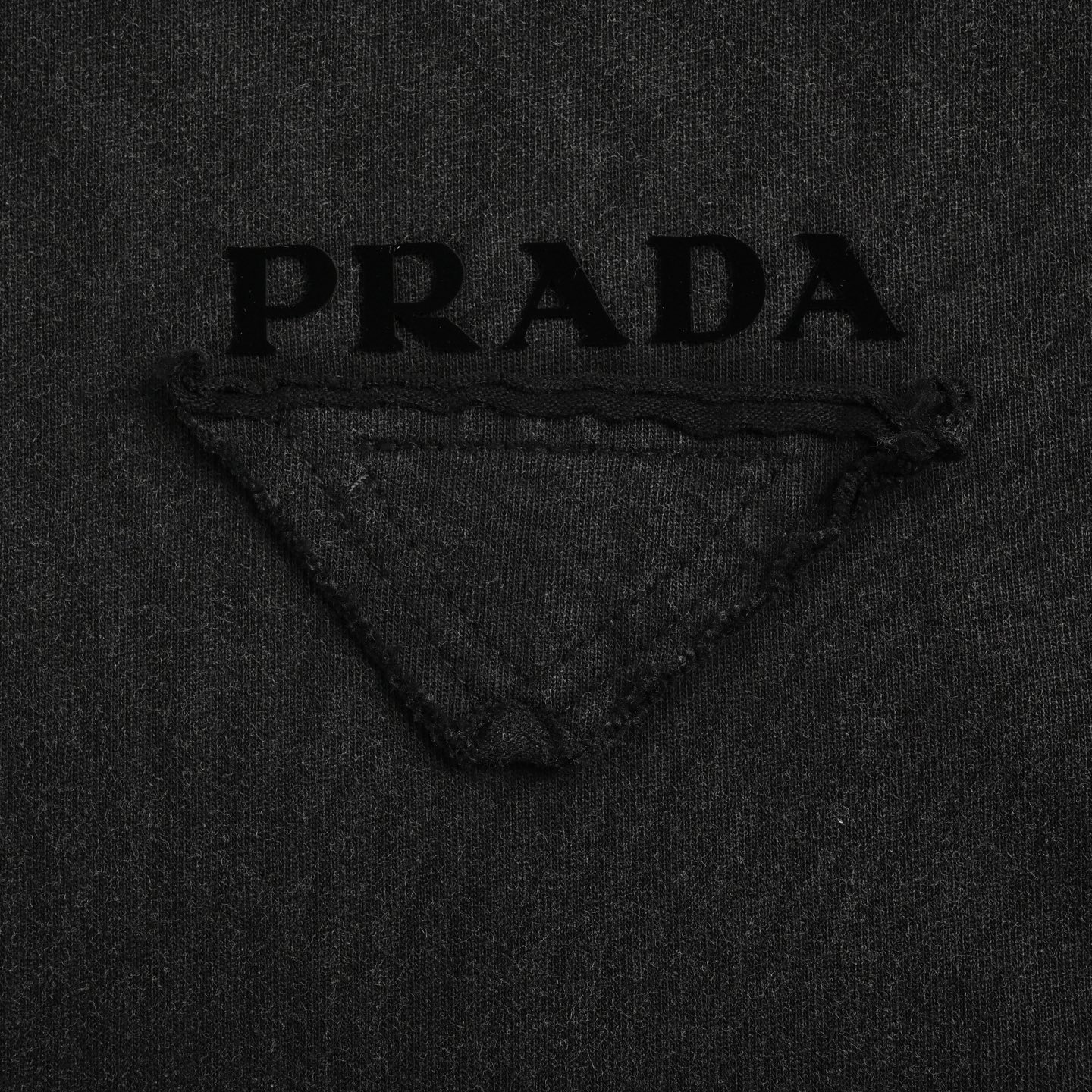 Prada 25ss distressed embroidered triangle logo short sleeves