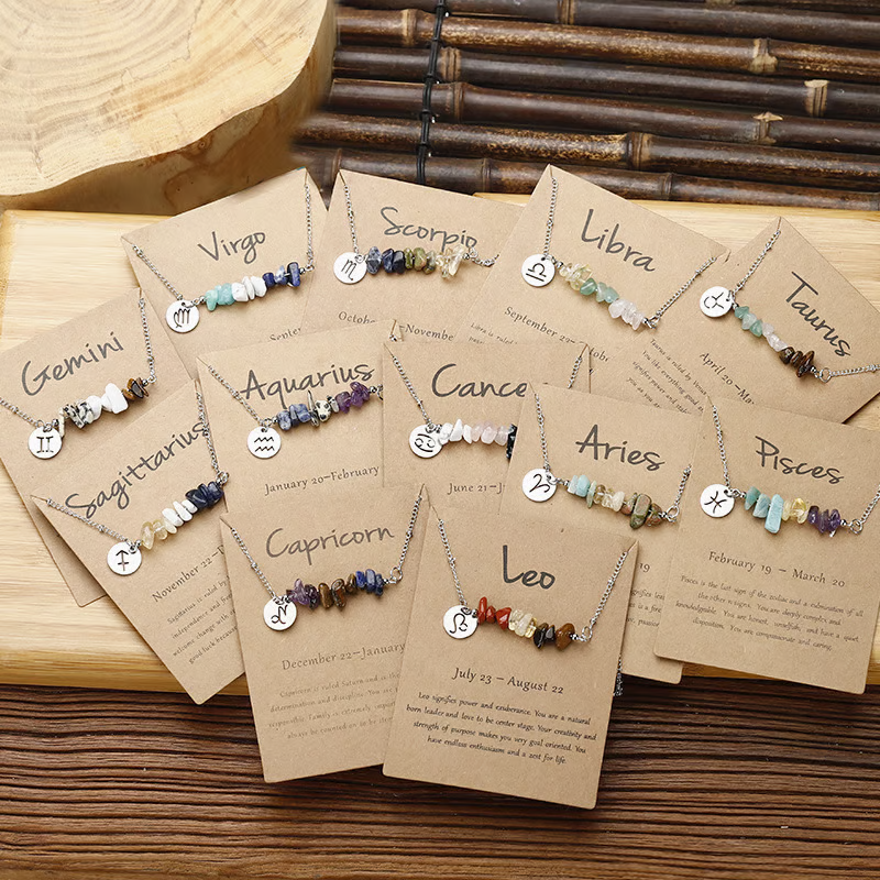 Last Day 50%OFF- Handmade Natural Stone Zodiac Sign Necklace