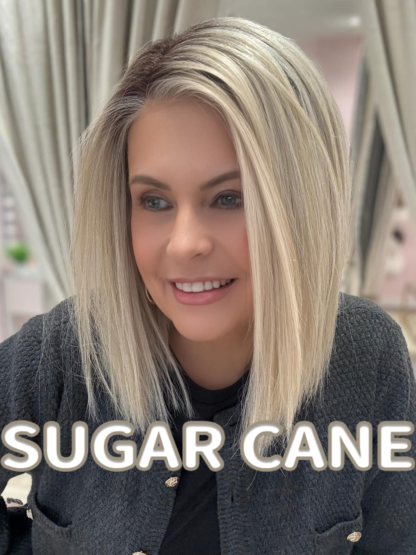 Sleek Straight Lob Wig With Middle Part