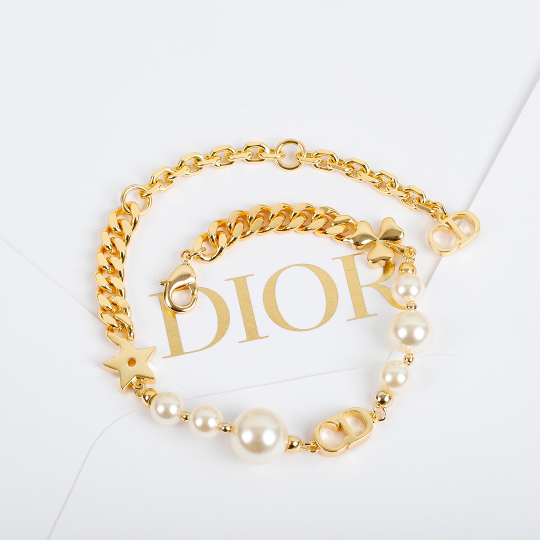 Dior CD pearl chain bracelet