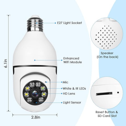 Wireless Wifi Light Bulb Camera Security Camera