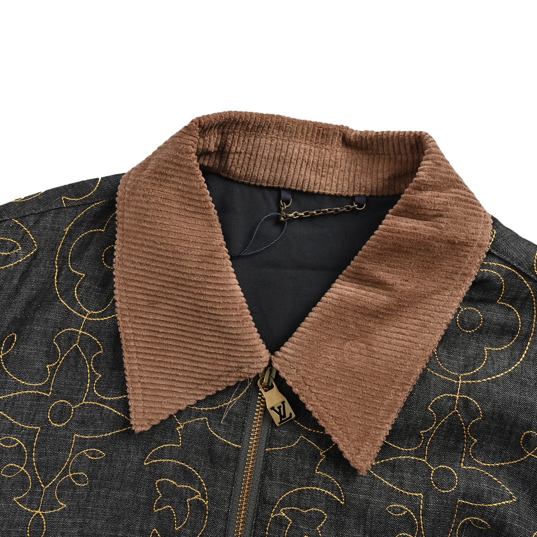 Louis Vuitton 24Fw gold thread embroidered monogram suit denim jacket