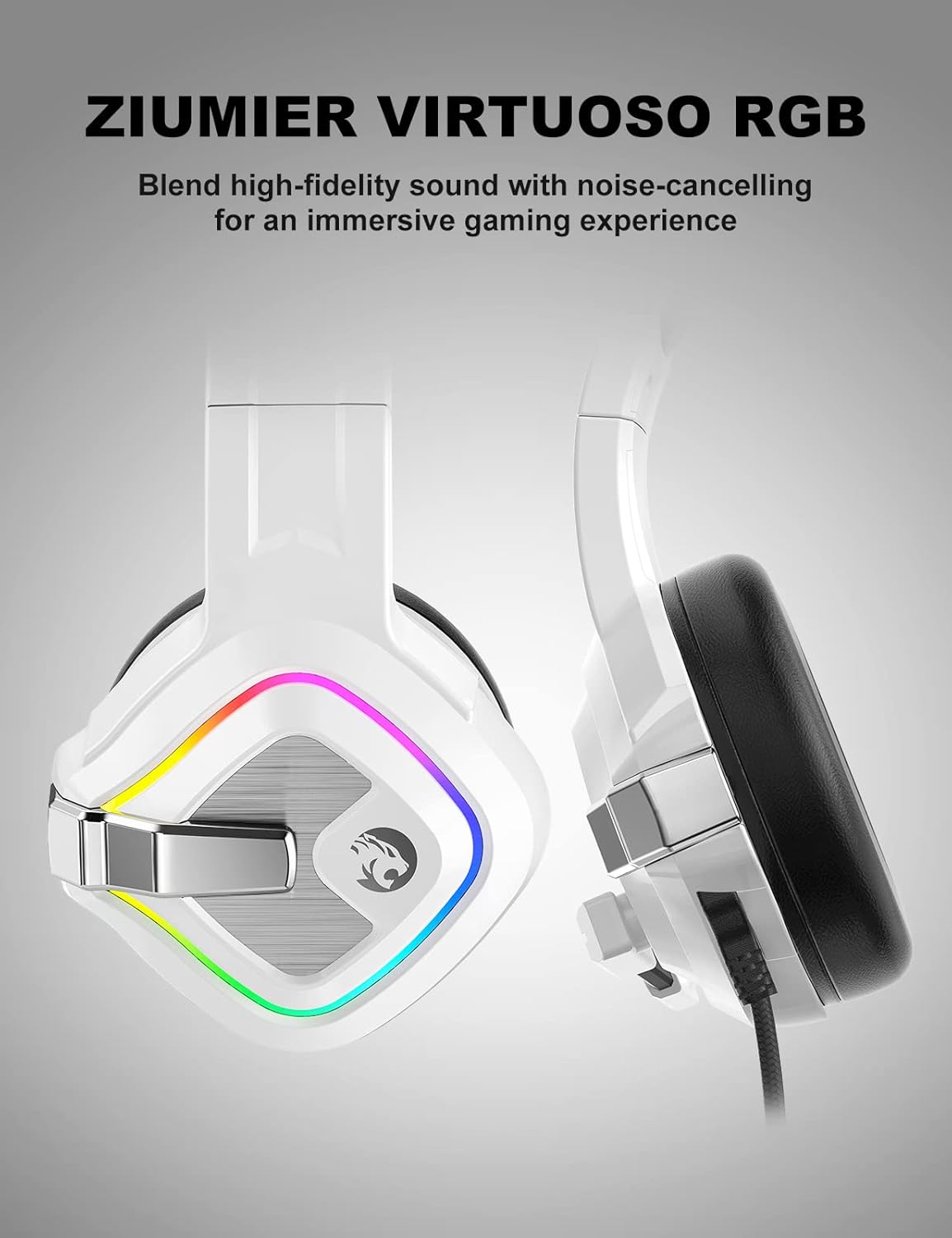 ZIUMIER Z66 Gaming Headset, Wired, Over-Ear, Noise Cancelling Mic, RGB Light, Stereo Surround Sound, Compatible with PS4, PS5, Xbox One, Laptop (Green)