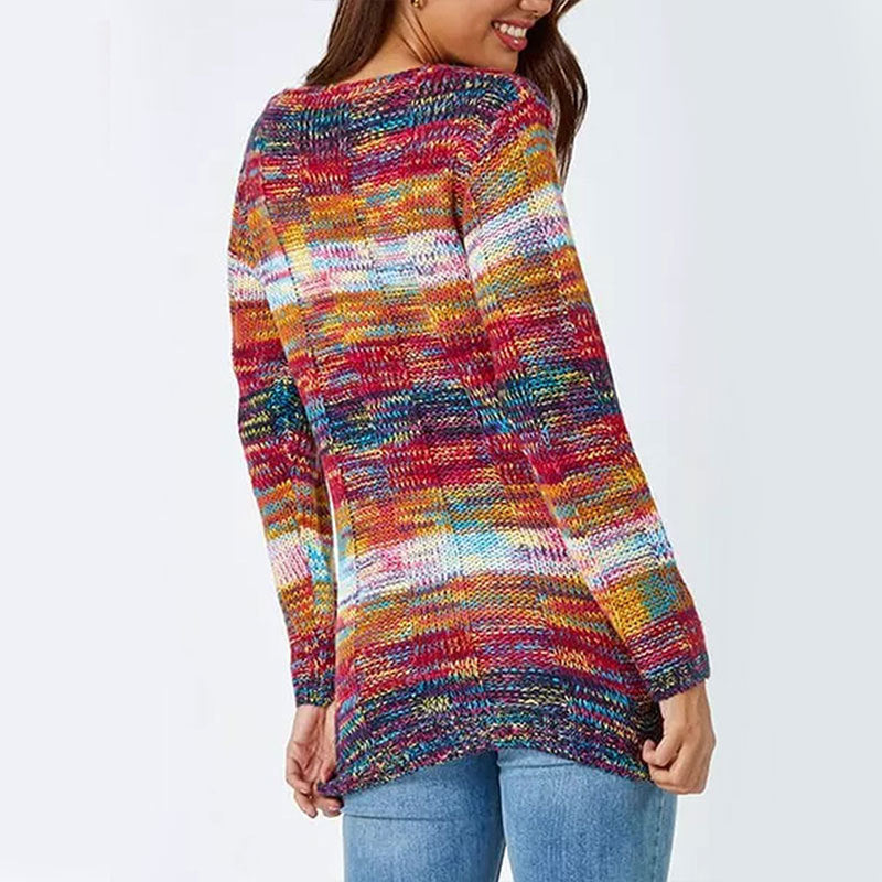 Gradient Rainbow Color Long Sleeve Sweater in Stylish Design