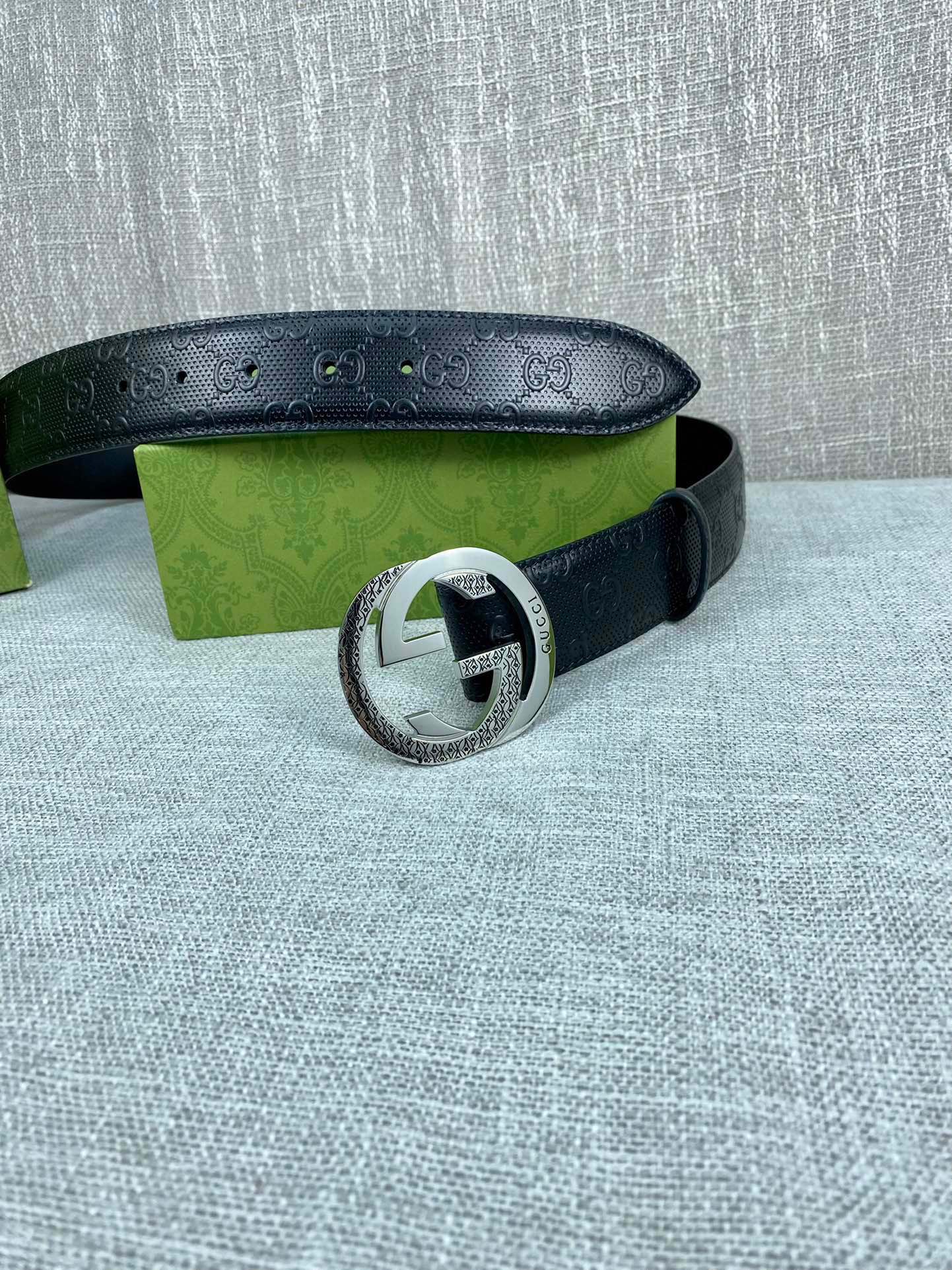 Gucci Signature printed leather belt width 4.0CM