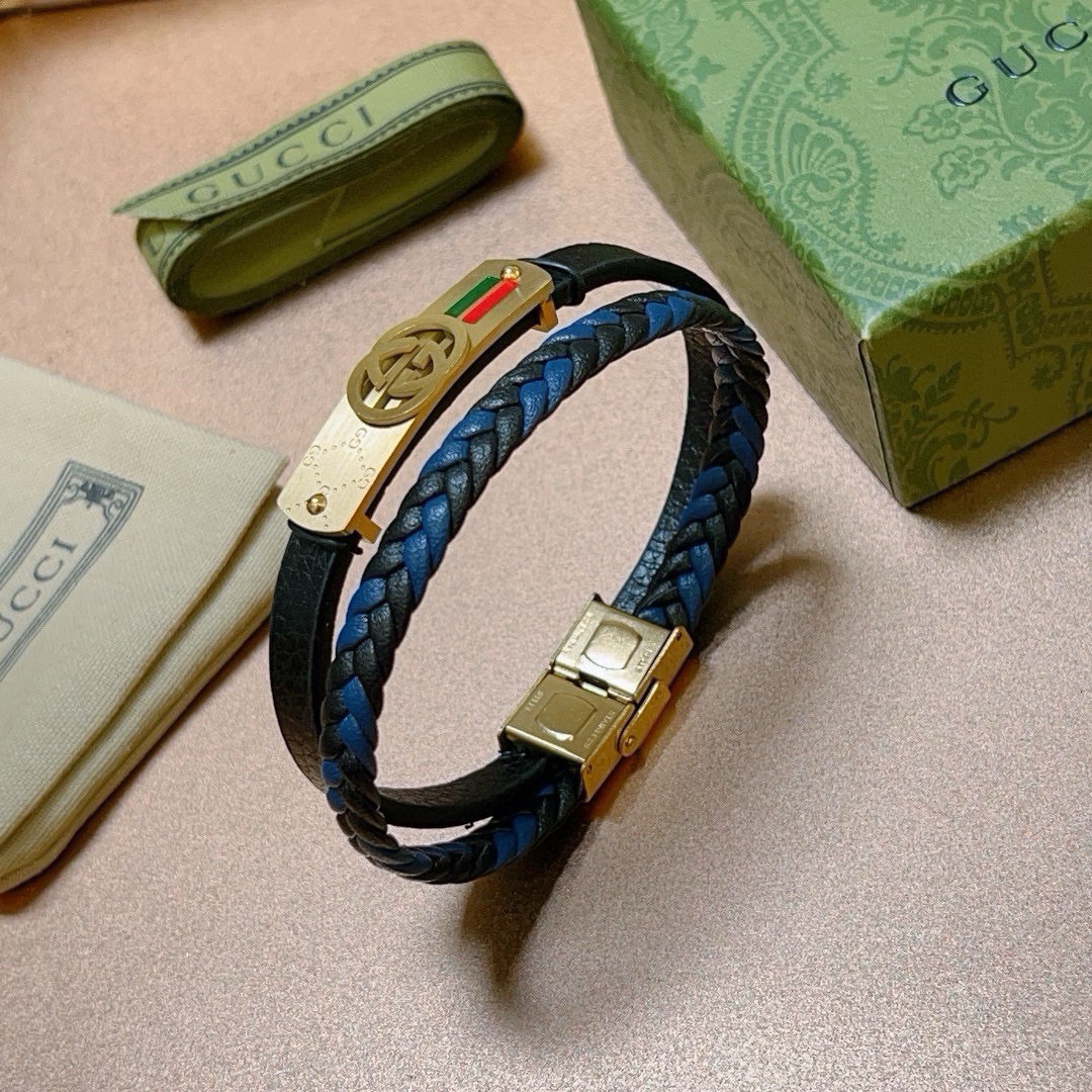 Gucci Two Tone Braided Gold Bracelet
