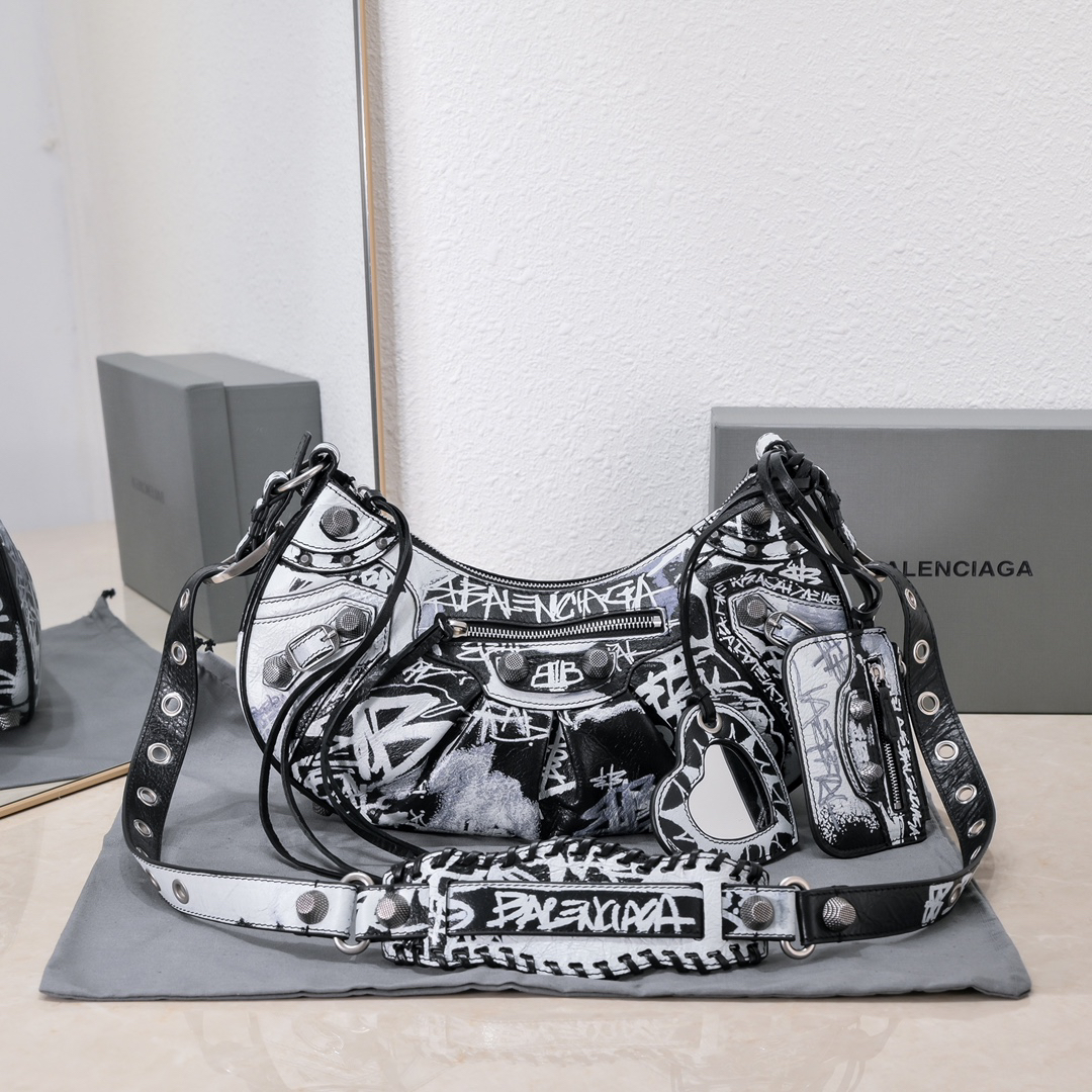 Balenciaga Le Cagole Graffiti Large Underarm Bag